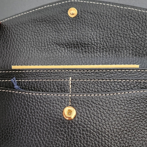 Dooney Slim Black Leather Envelope Wallet - Picture 2 of 5